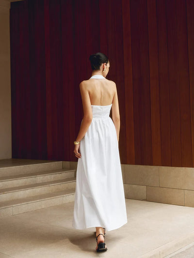 Backless Long Linen Dress