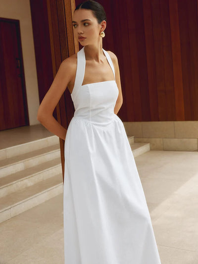 Backless Long Linen Dress