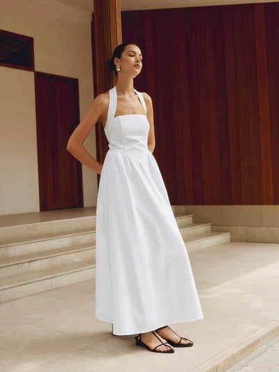 Backless Long Linen Dress