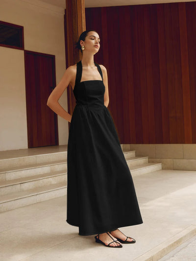Backless Long Linen Dress