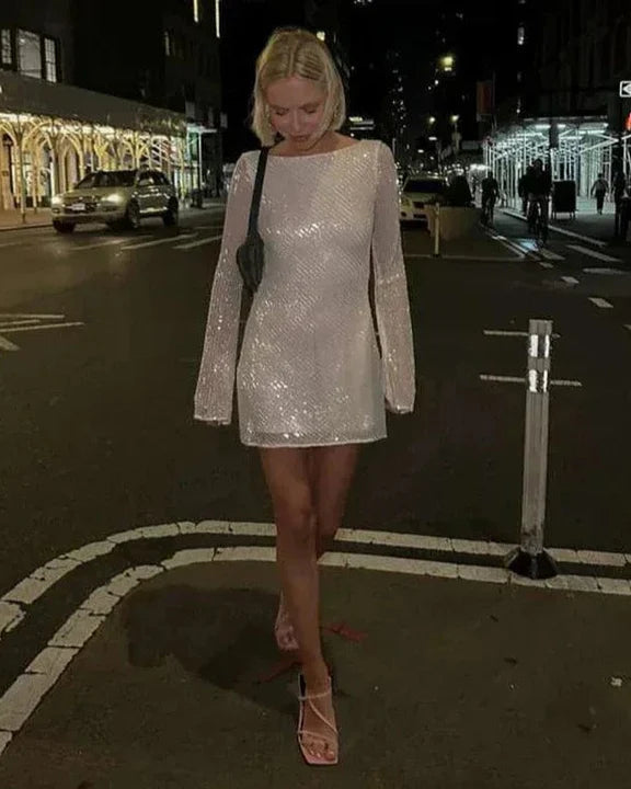 Backless Long Sleeve Dress