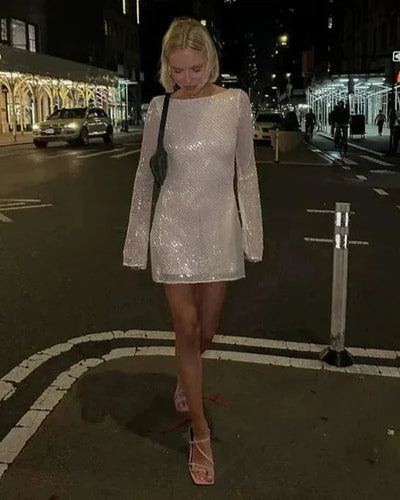 Backless Long Sleeve Dress