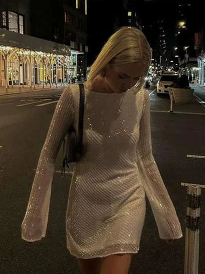Backless Long Sleeve Dress