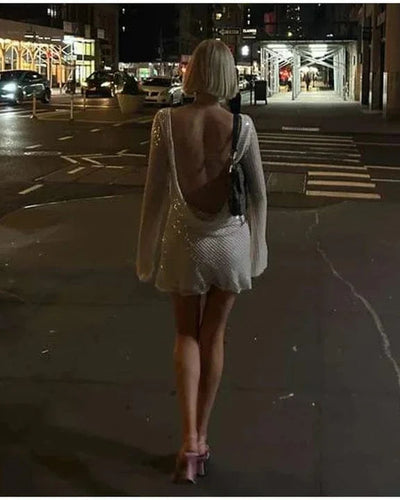 Backless Long Sleeve Dress