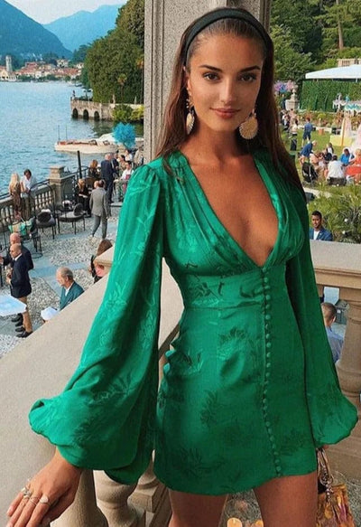Balloon Sleeve Mini Dress