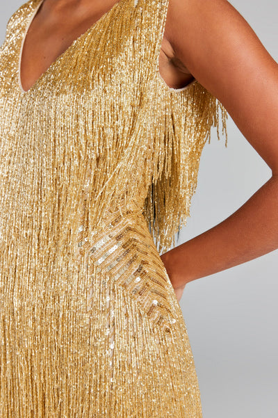 Dazzling fringe mini dress with shimmering fringes, bodycon silhouette, and flattering fit – perfect for parties, celebrations, and glamorous nights out.