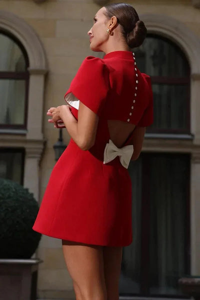 Elegant Petal Sleeve Mini Dress with soft flowing sleeves, a flattering mini length, and a luxurious fabric blend—perfect for any occasion.