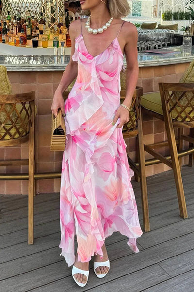 Elegant Backless Ruffle Dress
