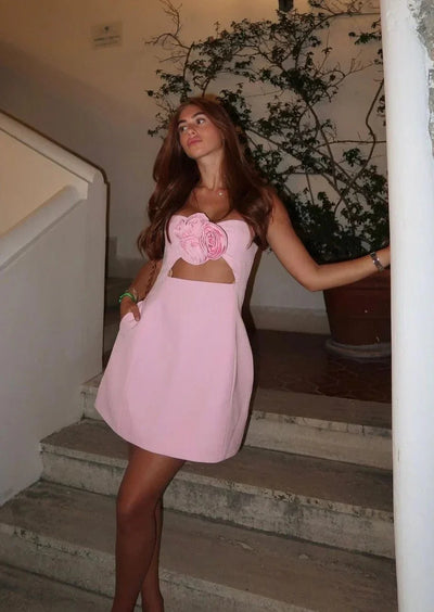 Floral Cutout Mini Dress