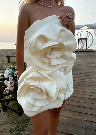 Flower Strapless Mini Dress