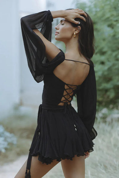 Lantern Sleeve Mini Dress