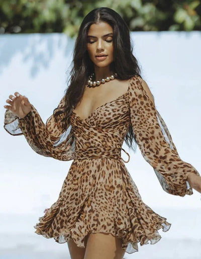 Lantern Sleeve Mini Dress