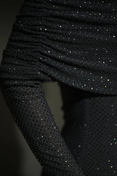 Off-Shoulder Shimmer Maxi Dress