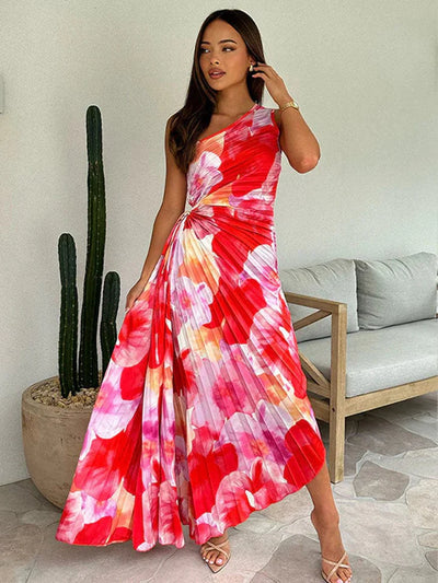 Pleated Summer Floral Dress