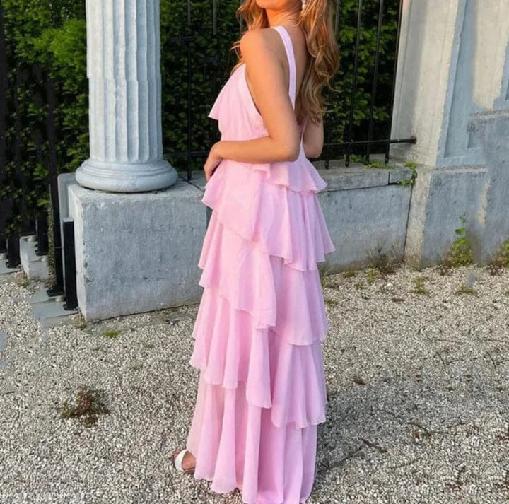 Halter Ruffle Maxi Dress