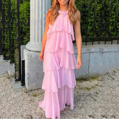 Halter Ruffle Maxi Dress