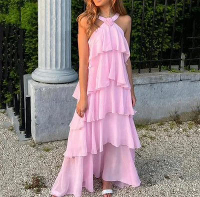 Halter Ruffle Maxi Dress