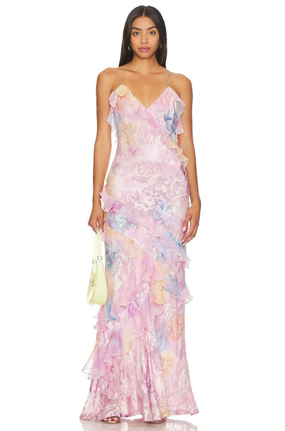 Sleeveless Ruffled Long Dress