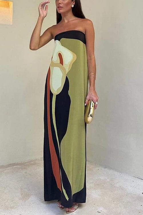 Strapless Floral Maxi Dress