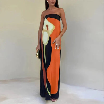 Strapless Floral Maxi Dress