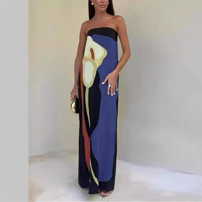 Strapless Floral Maxi Dress