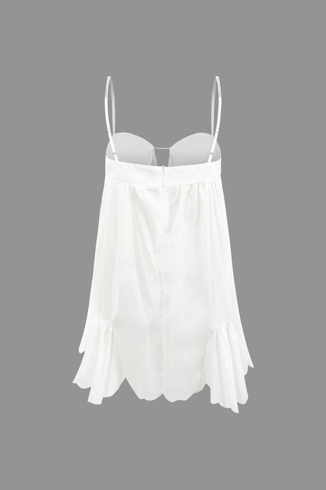 Elegant V-neck mini dress with rhinestone decor, fitted silhouette, and semi-transparent cotton blend fabric—perfect for casual and evening wear.