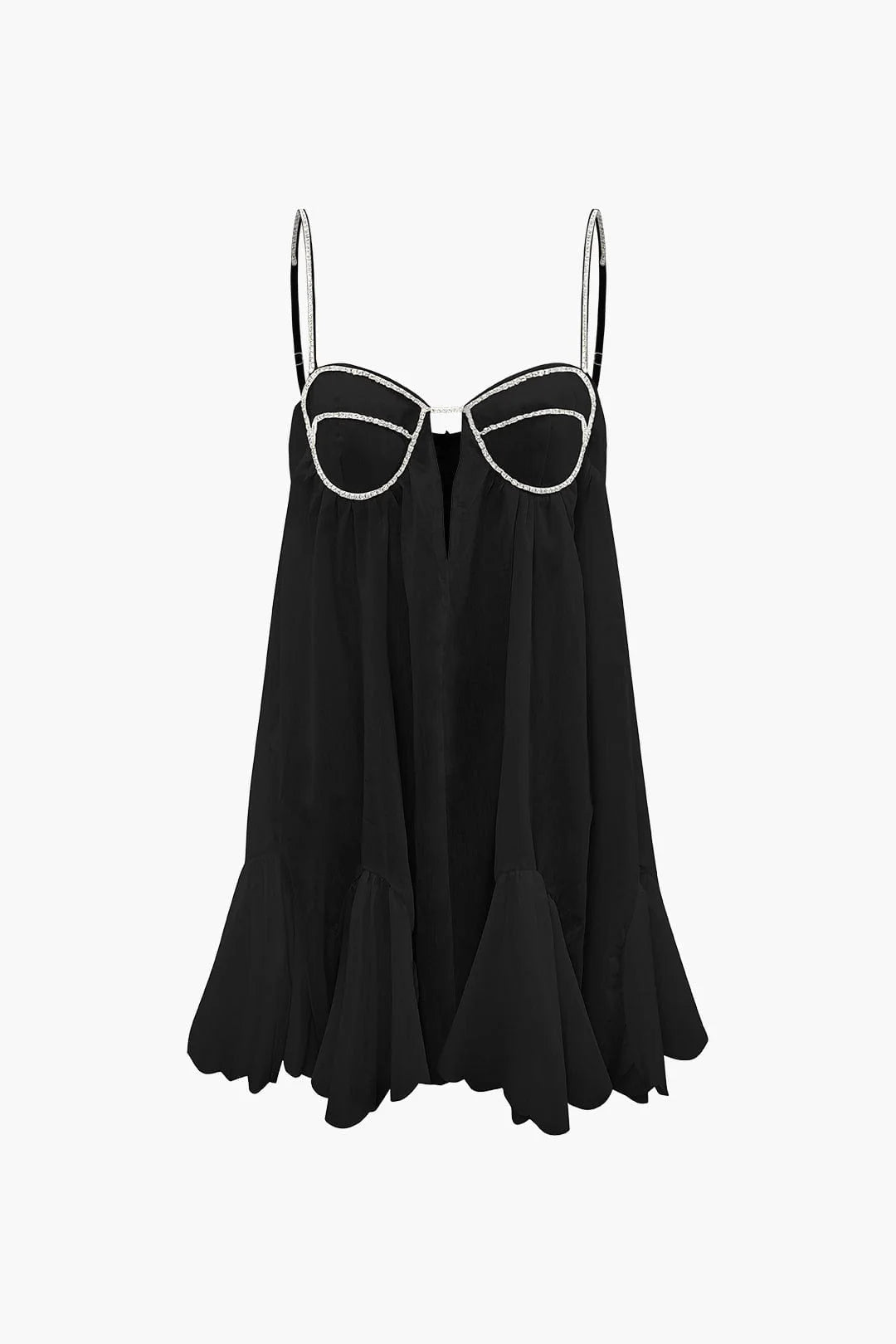 Elegant V-neck mini dress with rhinestone decor, fitted silhouette, and semi-transparent cotton blend fabric—perfect for casual and evening wear.