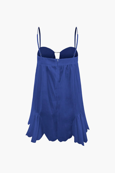 Elegant V-neck mini dress with rhinestone decor, fitted silhouette, and semi-transparent cotton blend fabric—perfect for casual and evening wear.
