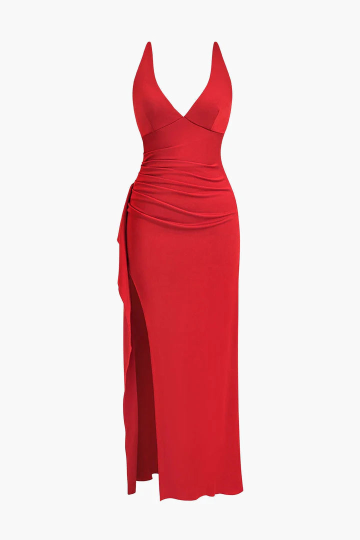 V-Neck Slit Dress